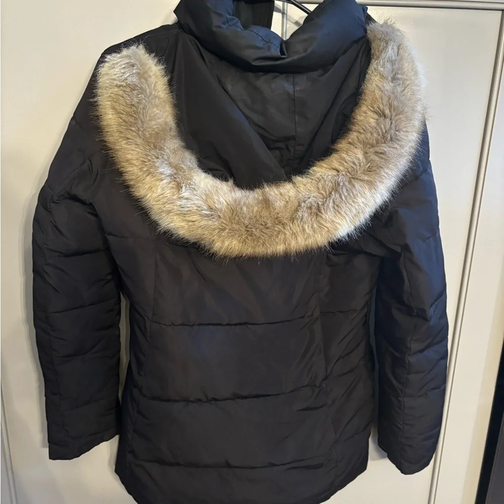 Michael Kors Women's S Faux-Fur-Trim Hooded Down Puffer Coat Black M0904